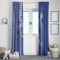 Hawaii Aloha Turtle Hibiscus and Leaves Window Curtain with Polynesian and Kakau Tattoos Denim Color LT03 - Polynesian Pride