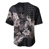 Hawaii Aloha Turtle Hibiscus and Leaves Baseball Jersey with Polynesian and Kakau Tattoos Black Color LT03 - Polynesian Pride
