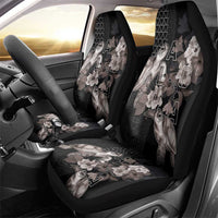 Hawaii Aloha Turtle Hibiscus and Leaves Car Seat Cover with Polynesian and Kakau Tattoos Black Color - Polynesian Pride