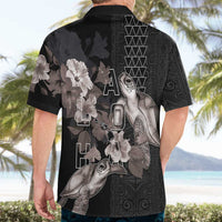 Hawaii Aloha Turtle Hibiscus and Leaves Hawaiian Shirt with Polynesian and Kakau Tattoos Black Color - Polynesian Pride