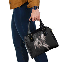 Hawaii Aloha Turtle Hibiscus and Leaves Shoulder Handbag with Polynesian and Kakau Tattoos Black Color LT03 - Polynesian Pride