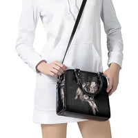 Hawaii Aloha Turtle Hibiscus and Leaves Shoulder Handbag with Polynesian and Kakau Tattoos Black Color LT03 - Polynesian Pride