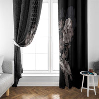 Hawaii Aloha Turtle Hibiscus and Leaves Window Curtain with Polynesian and Kakau Tattoos Black Color LT03 - Polynesian Pride