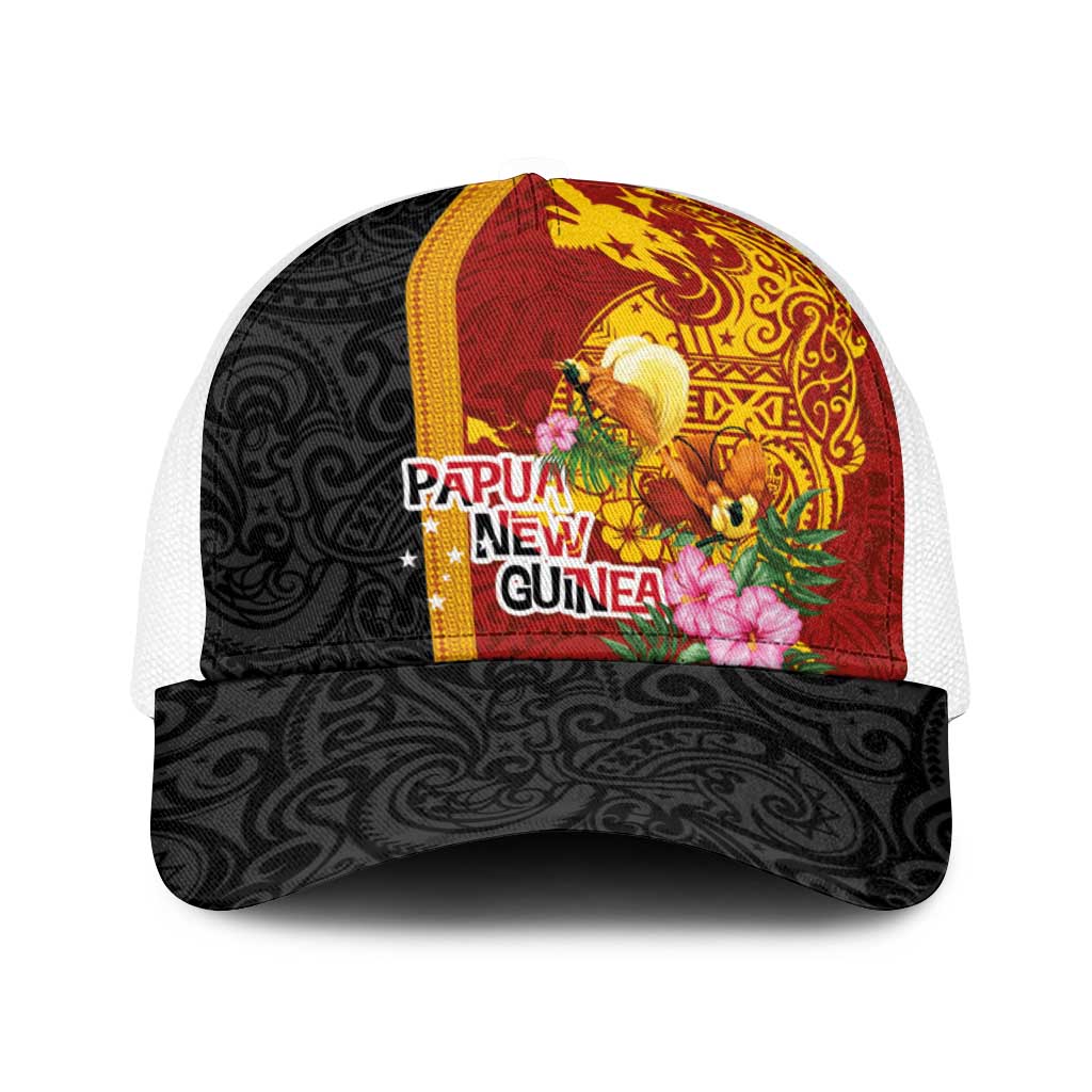 Papua New Guinea Independence Day Baseball Net Cap Birds-of-Paradise Melanesian Tattoos Tropical Plants