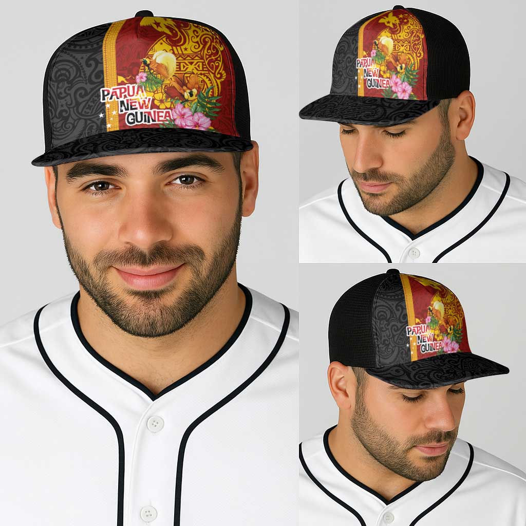 Papua New Guinea Independence Day Baseball Net Cap Birds-of-Paradise Melanesian Tattoos Tropical Plants