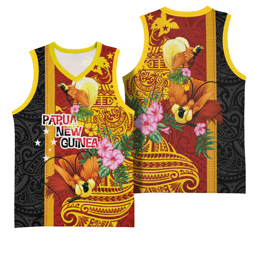Papua New Guinea Independence Day Basketball Jersey Birds-of-Paradise Melanesian Tattoos Tropical Plants