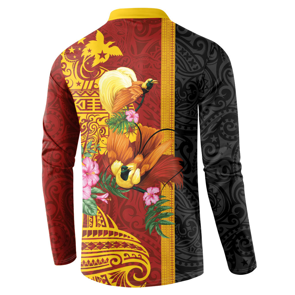 Papua New Guinea Independence Day Button Sweatshirt Birds-of-Paradise Melanesian Tattoos Tropical Plants