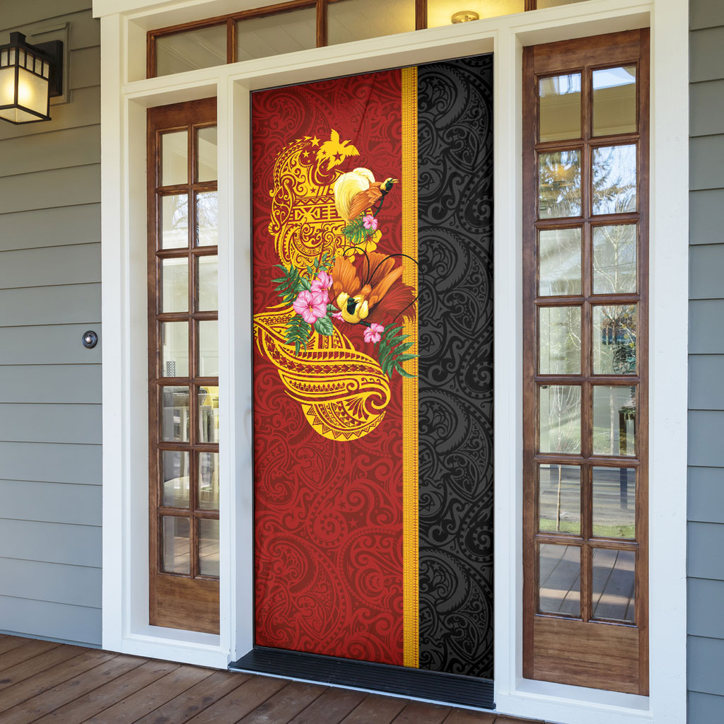 Papua New Guinea Independence Day Door Cover Birds-of-Paradise Melanesian Tattoos Tropical Plants