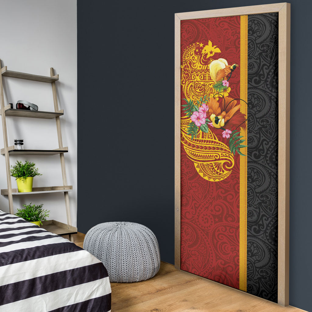 Papua New Guinea Independence Day Door Cover Birds-of-Paradise Melanesian Tattoos Tropical Plants
