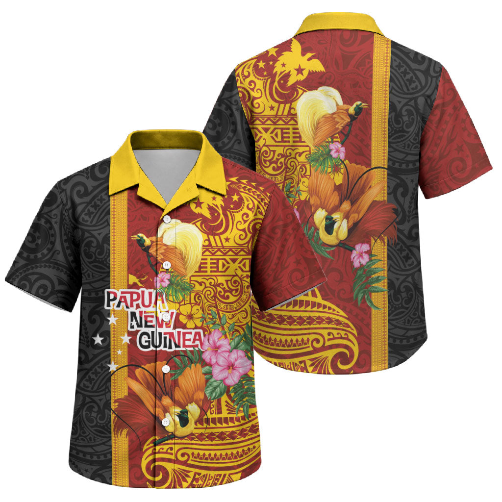 Papua New Guinea Independence Day Family Matching Long Sleeve Bodycon Dress and Hawaiian Shirt Birds-of-Paradise Melanesian Tattoos Tropical Plants