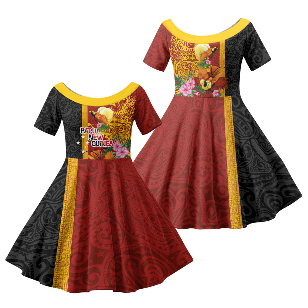 Papua New Guinea Independence Day Family Matching Tank Maxi Dress and Hawaiian Shirt Birds-of-Paradise Melanesian Tattoos Tropical Plants