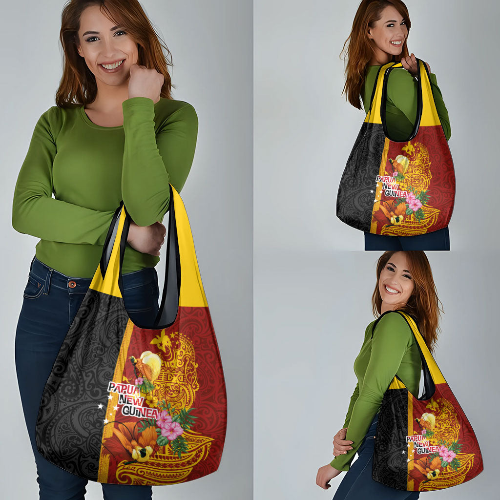 Papua New Guinea Independence Day Grocery Bag Birds-of-Paradise Melanesian Tattoos Tropical Plants