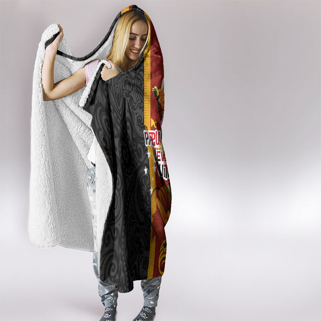 Papua New Guinea Independence Day Hooded Blanket Birds-of-Paradise Melanesian Tattoos Tropical Plants