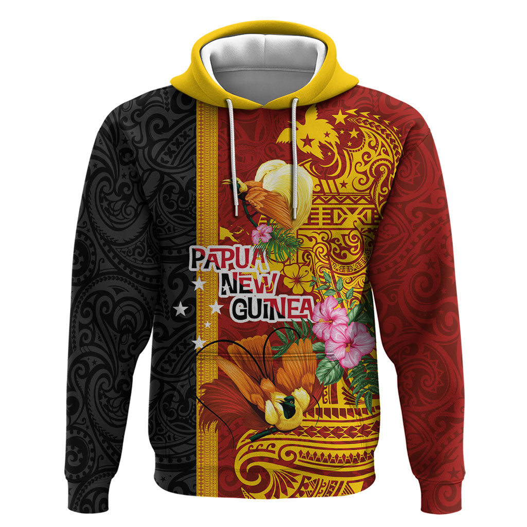 Papua New Guinea Independence Day Hoodie Birds-of-Paradise Melanesian Tattoos Tropical Plants