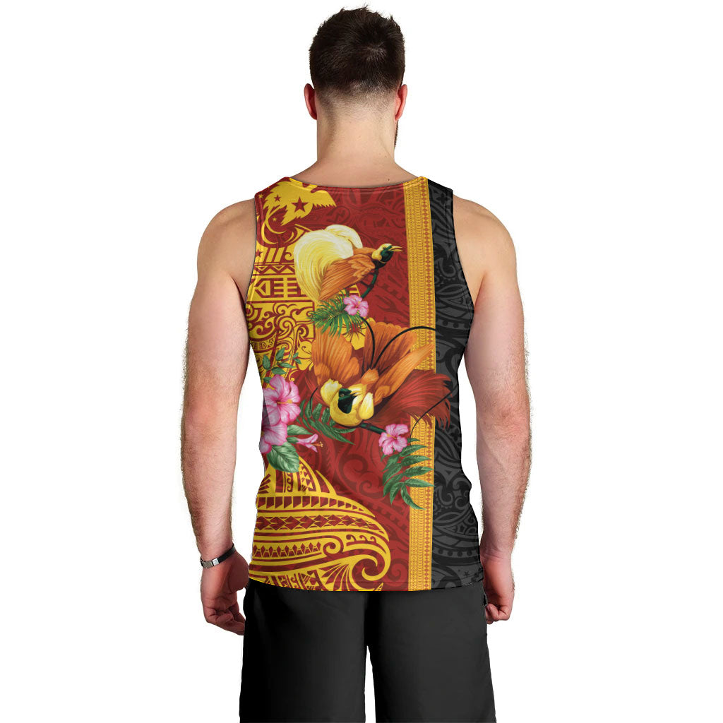 Papua New Guinea Independence Day Men Tank Top Birds-of-Paradise Melanesian Tattoos Tropical Plants