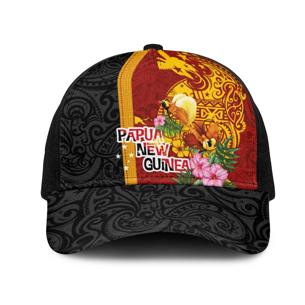 Papua New Guinea Independence Day Mesh Trucker Cap Birds-of-Paradise Melanesian Tattoos Tropical Plants