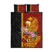 Papua New Guinea Independence Day Quilt Bed Set Birds-of-Paradise Melanesian Tattoos Tropical Plants
