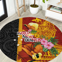 Papua New Guinea Independence Day Round Carpet Birds-of-Paradise Melanesian Tattoos Tropical Plants
