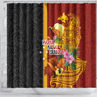 Papua New Guinea Independence Day Shower Curtain Birds-of-Paradise Melanesian Tattoos Tropical Plants