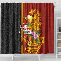 Papua New Guinea Independence Day Shower Curtain Birds-of-Paradise Melanesian Tattoos Tropical Plants