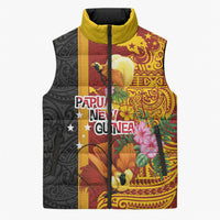 Papua New Guinea Independence Day Sleeveless Puffer Jacket Birds-of-Paradise Melanesian Tattoos Tropical Plants