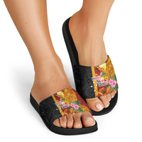 Papua New Guinea Independence Day Slide Sandals Birds-of-Paradise Melanesian Tattoos Tropical Plants
