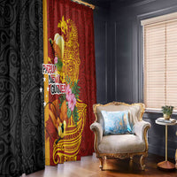 Papua New Guinea Independence Day Window Curtain Birds-of-Paradise Melanesian Tattoos Tropical Plants