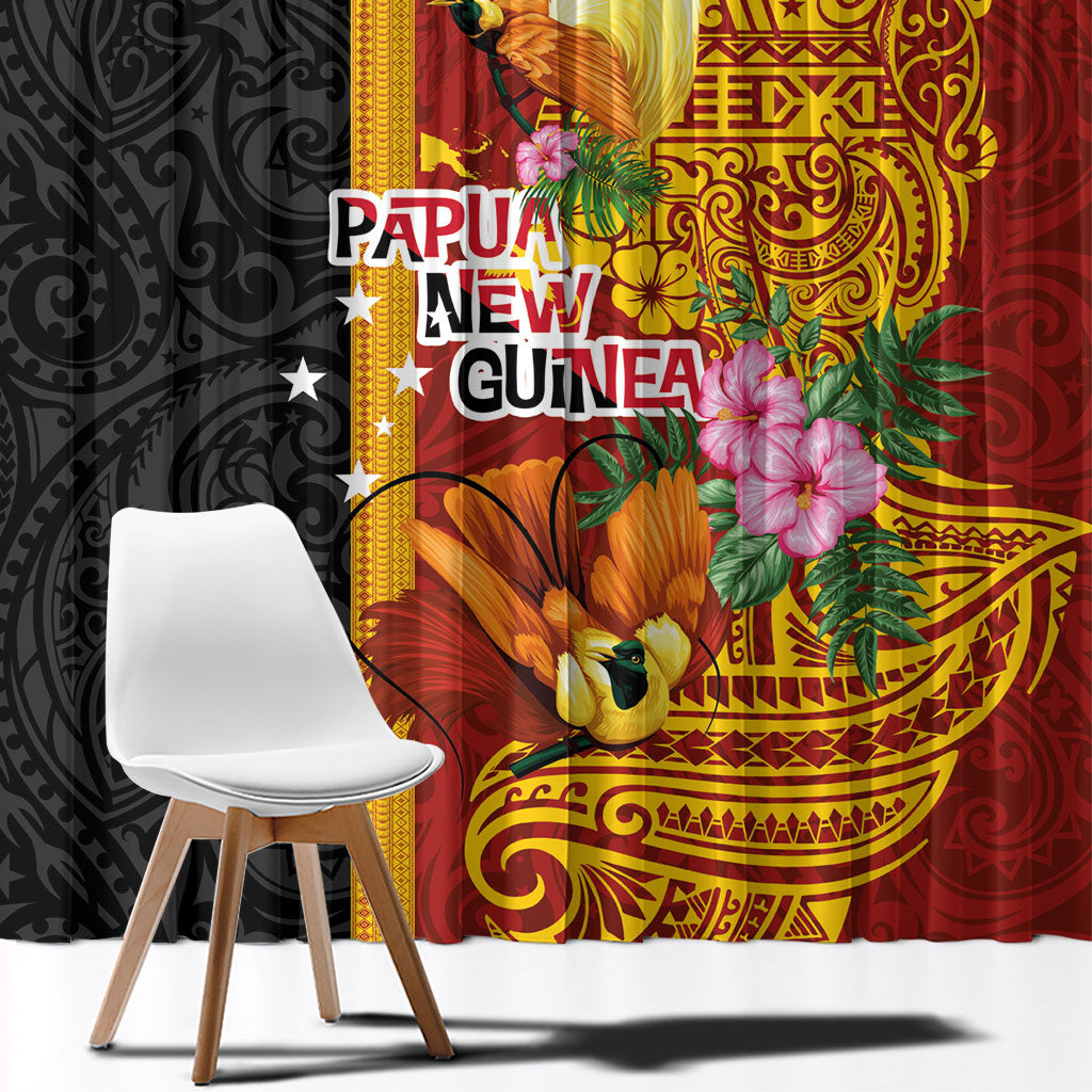 Papua New Guinea Independence Day Window Curtain Birds-of-Paradise Melanesian Tattoos Tropical Plants
