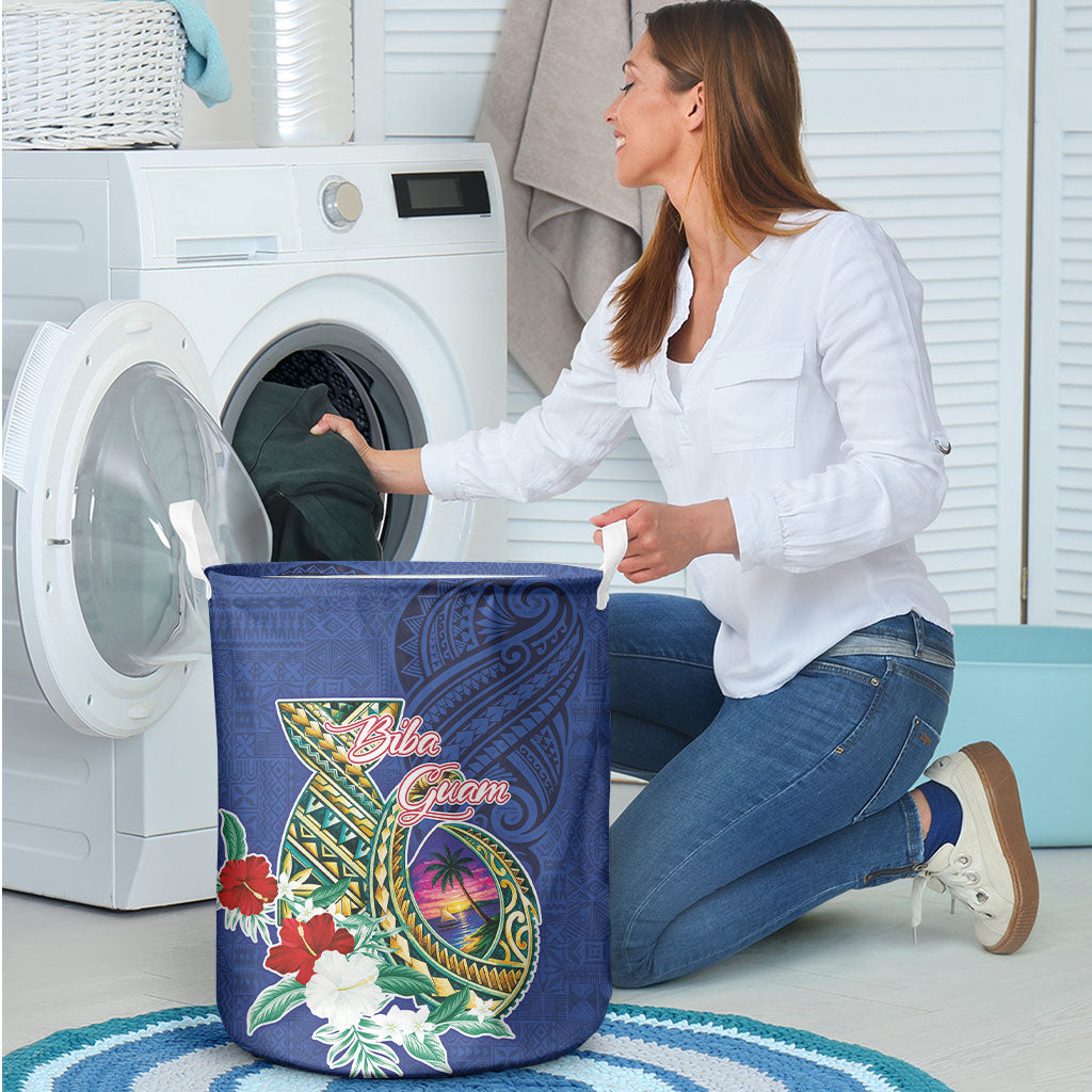 Guam Chamorro Laundry Basket Tribal Latte Stone and Seal Artwork Polynesian Patterns