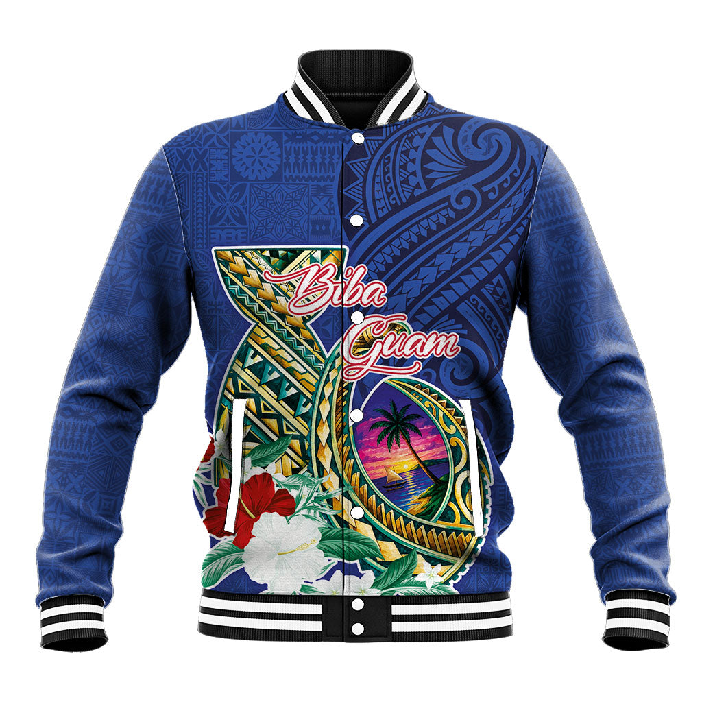 Guam Chamorro Baseball Jacket Tribal Latte Stone and Seal Artwork Polynesian Patterns LT03 Unisex Multicolor - Polynesian Pride