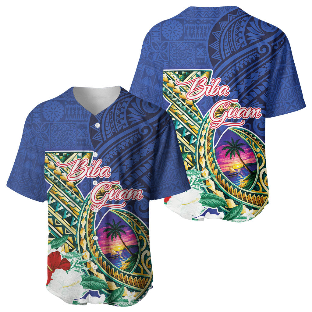 Guam Chamorro Baseball Jersey Tribal Latte Stone and Seal Artwork Polynesian Patterns