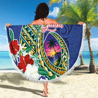 Guam Chamorro Beach Blanket Tribal Latte Stone and Seal Artwork Polynesian Patterns