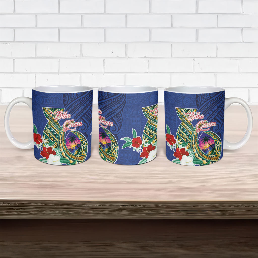 Guam Chamorro Ceramic Mug Tribal Latte Stone and Seal Artwork Polynesian Patterns
