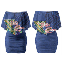 Guam Chamorro Couples Matching Off Shoulder Short Dress and Long Sleeve Button Shirt Tribal Latte Stone and Seal Artwork Polynesian Patterns
