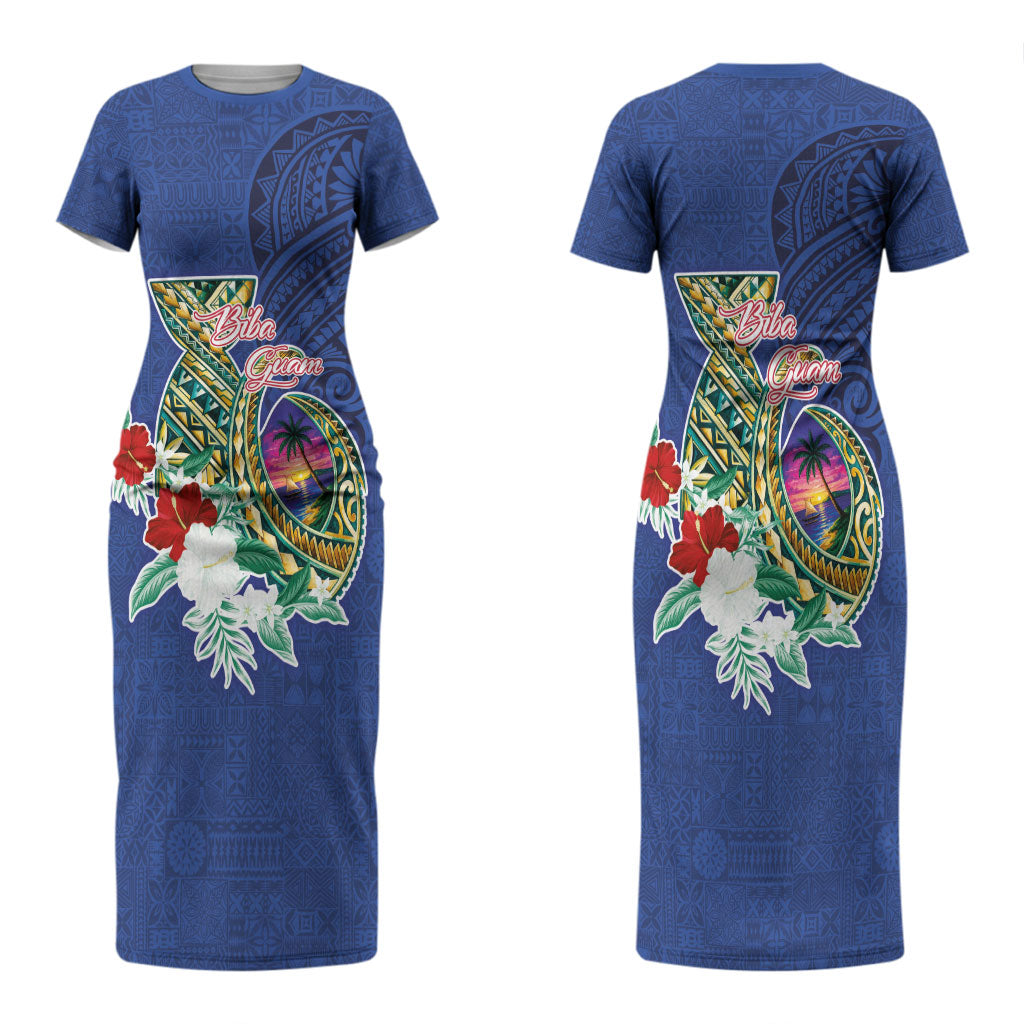 Guam Chamorro Couples Matching Short Sleeve Bodycon Dress and Long Sleeve Button Shirt Tribal Latte Stone and Seal Artwork Polynesian Patterns