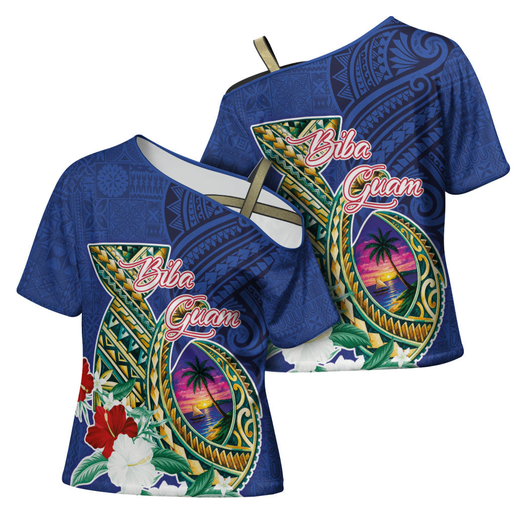 Guam Chamorro Cross Shoulder Shirt Tribal Latte Stone and Seal Artwork Polynesian Patterns