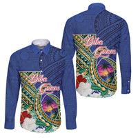Guam Chamorro Family Matching Off The Shoulder Long Sleeve Dress and Hawaiian Shirt Tribal Latte Stone and Seal Artwork Polynesian Patterns