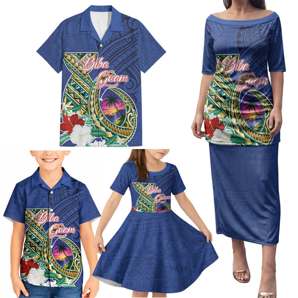 Guam Chamorro Family Matching Puletasi and Hawaiian Shirt Tribal Latte Stone and Seal Artwork Polynesian Patterns LT03 - Polynesian Pride