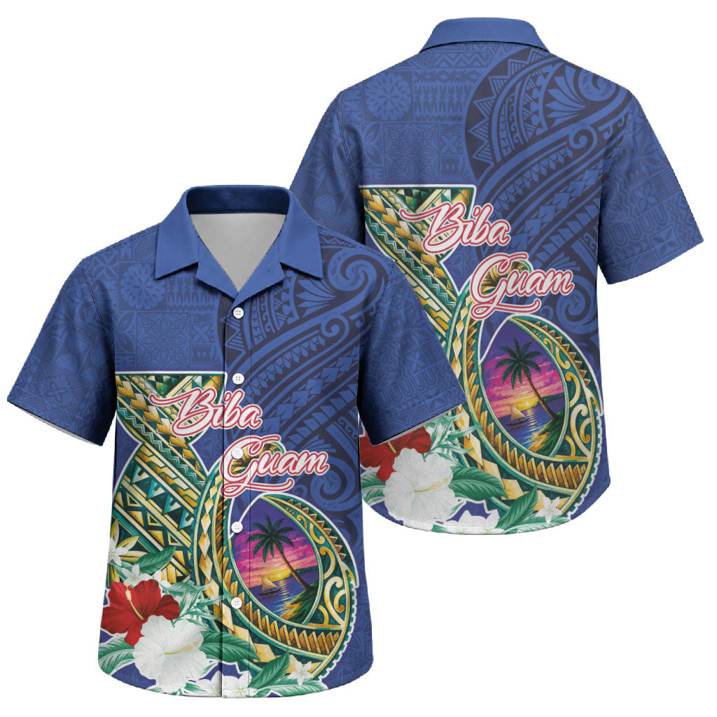 Guam Chamorro Family Matching Puletasi and Hawaiian Shirt Tribal Latte Stone and Seal Artwork Polynesian Patterns