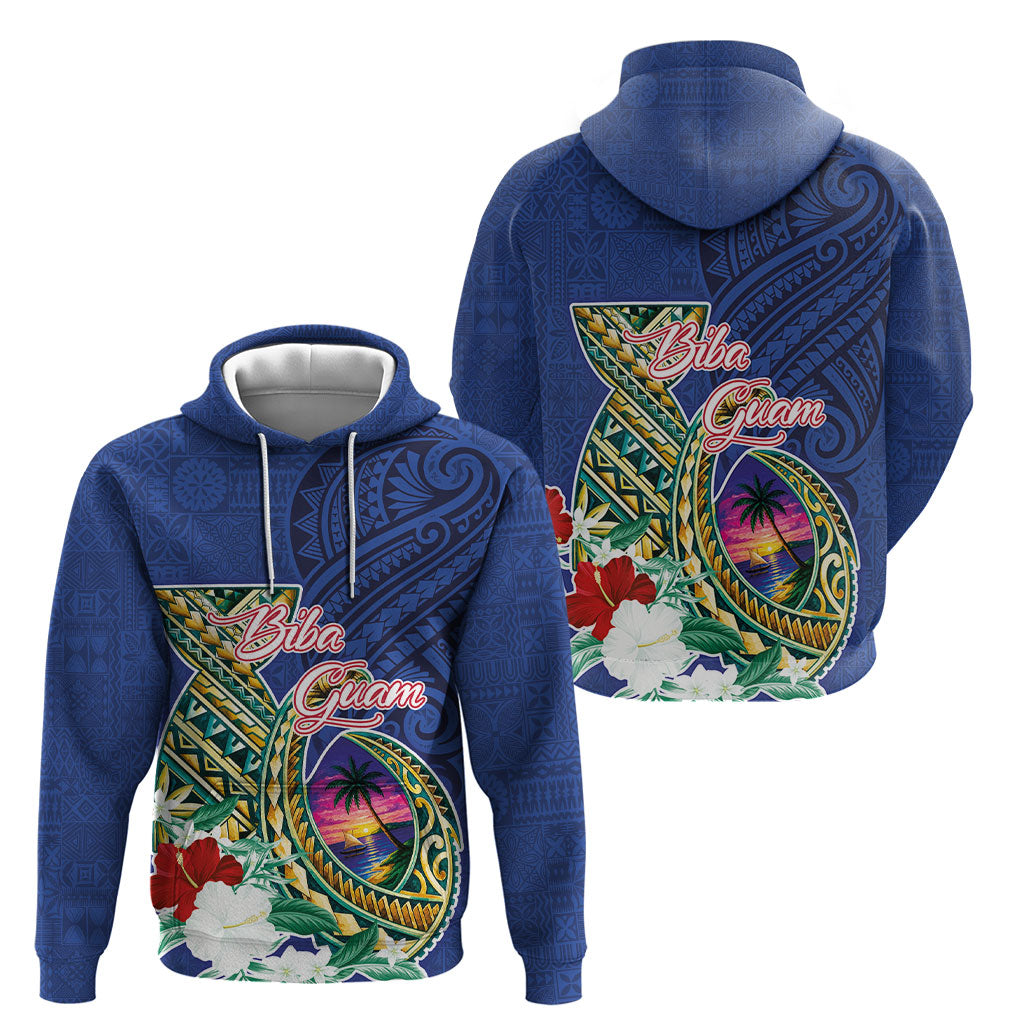 Guam Chamorro Hoodie Tribal Latte Stone and Seal Artwork Polynesian Patterns
