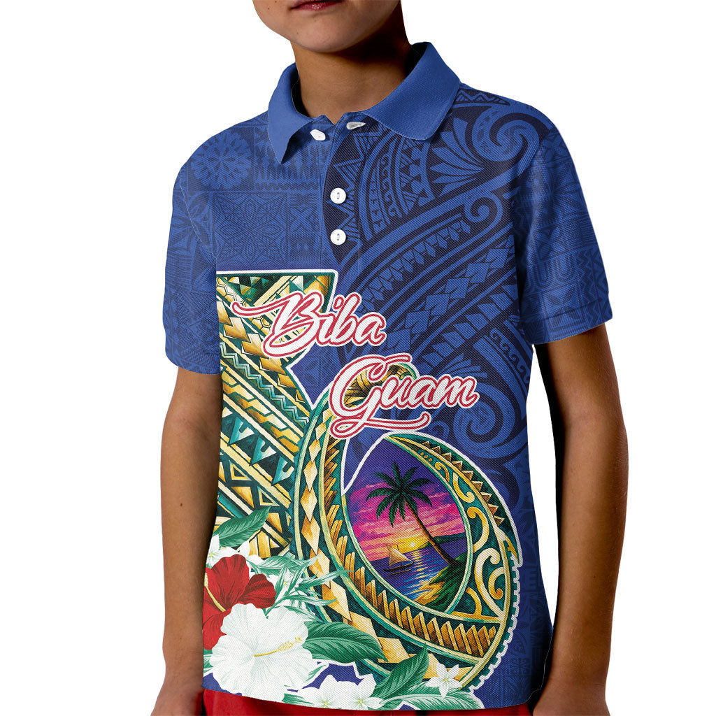 Guam Chamorro Kid Polo Shirt Tribal Latte Stone and Seal Artwork Polynesian Patterns