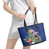 Guam Chamorro Leather Tote Bag Tribal Latte Stone and Seal Artwork Polynesian Patterns
