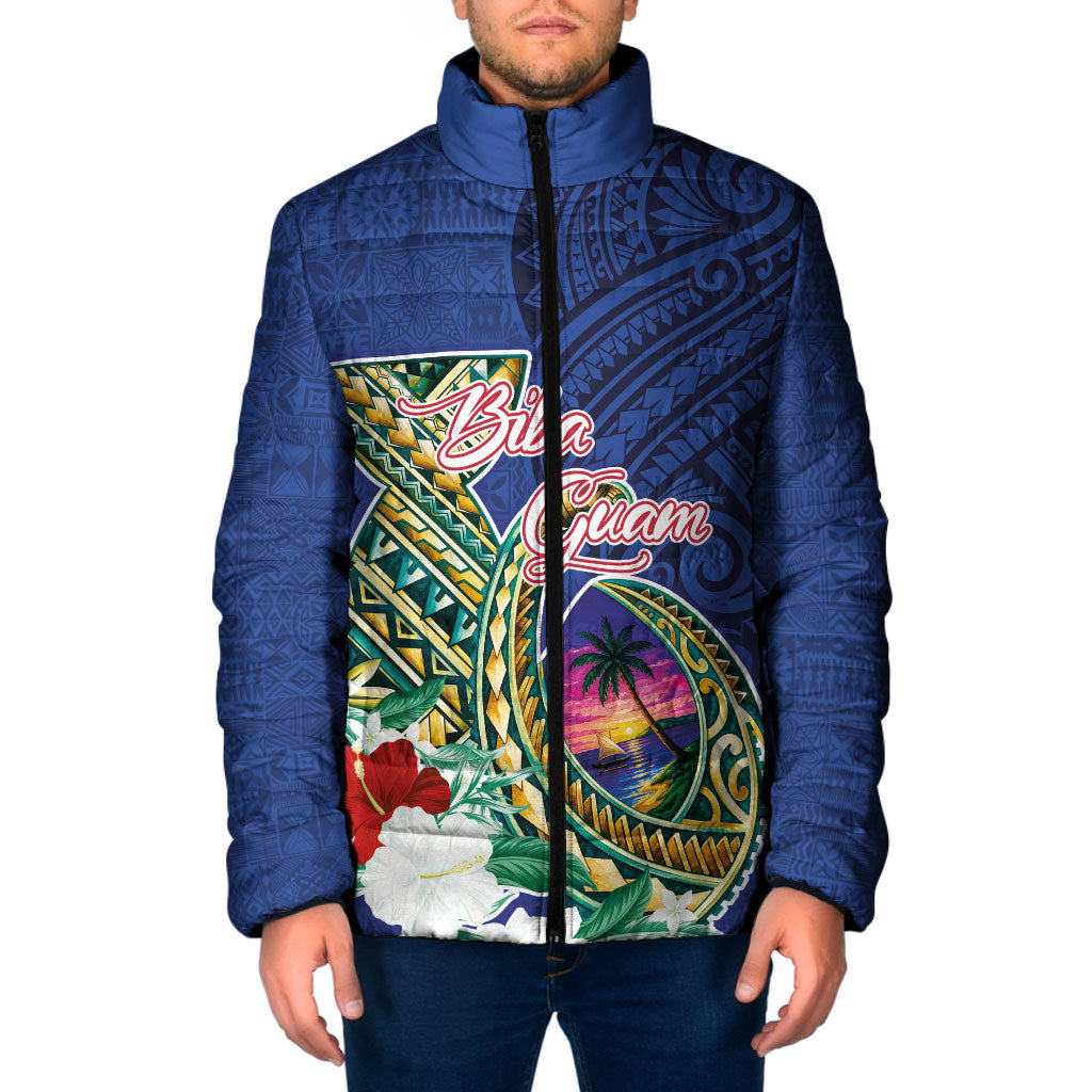 Guam Chamorro Padded Jacket Tribal Latte Stone and Seal Artwork Polynesian Patterns