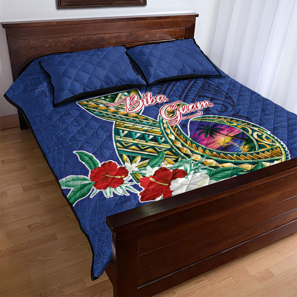 Guam Chamorro Quilt Bed Set Tribal Latte Stone and Seal Artwork Polynesian Patterns