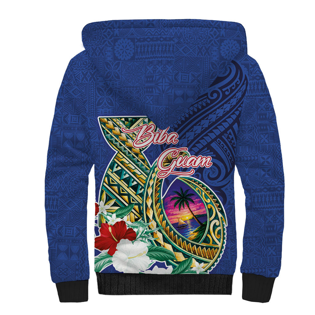 Guam Chamorro Sherpa Hoodie Tribal Latte Stone and Seal Artwork Polynesian Patterns