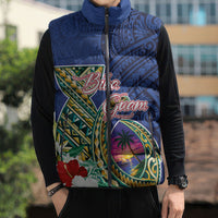 Guam Chamorro Sleeveless Puffer Jacket Tribal Latte Stone and Seal Artwork Polynesian Patterns