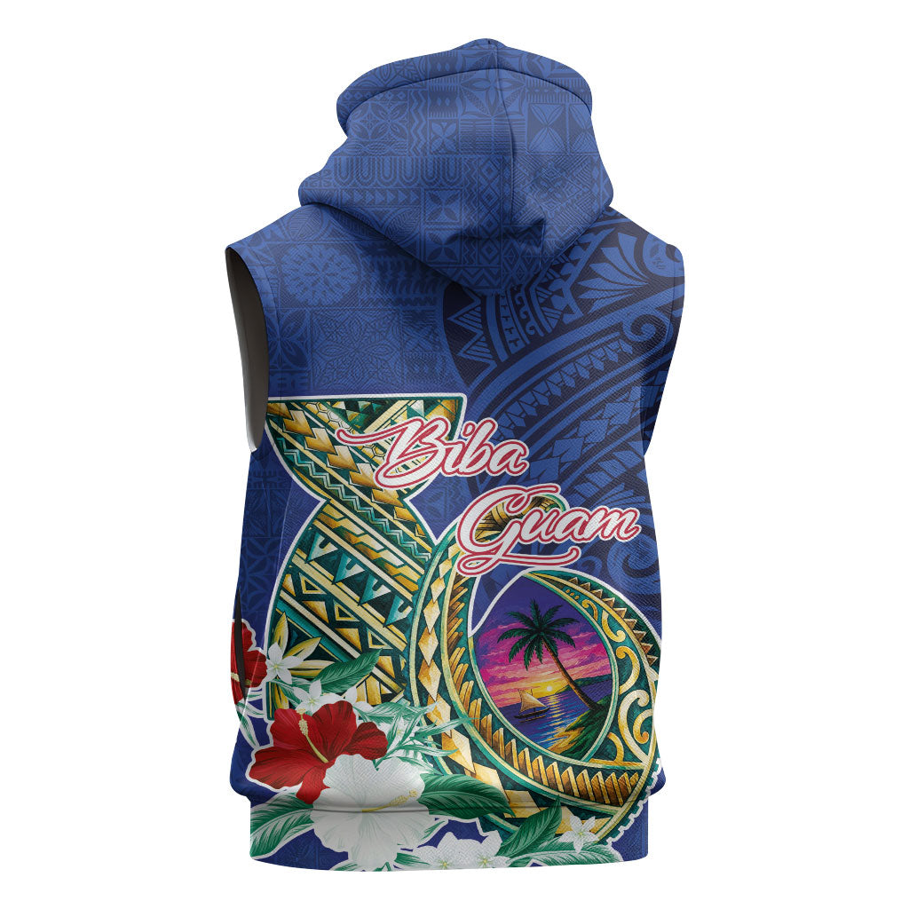 Guam Chamorro Sleeveless Zip Hoodie Tribal Latte Stone and Seal Artwork Polynesian Patterns