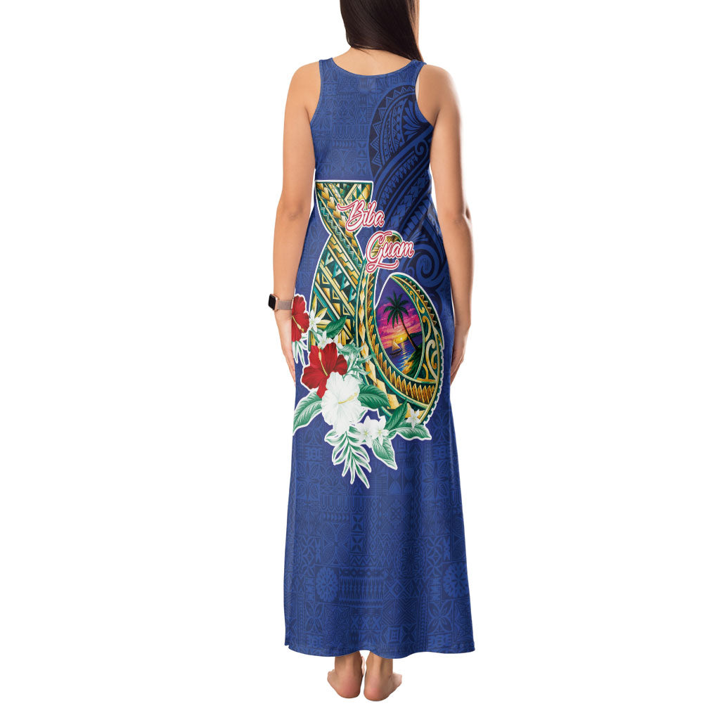 Guam Chamorro Tank Maxi Dress Tribal Latte Stone and Seal Artwork Polynesian Patterns