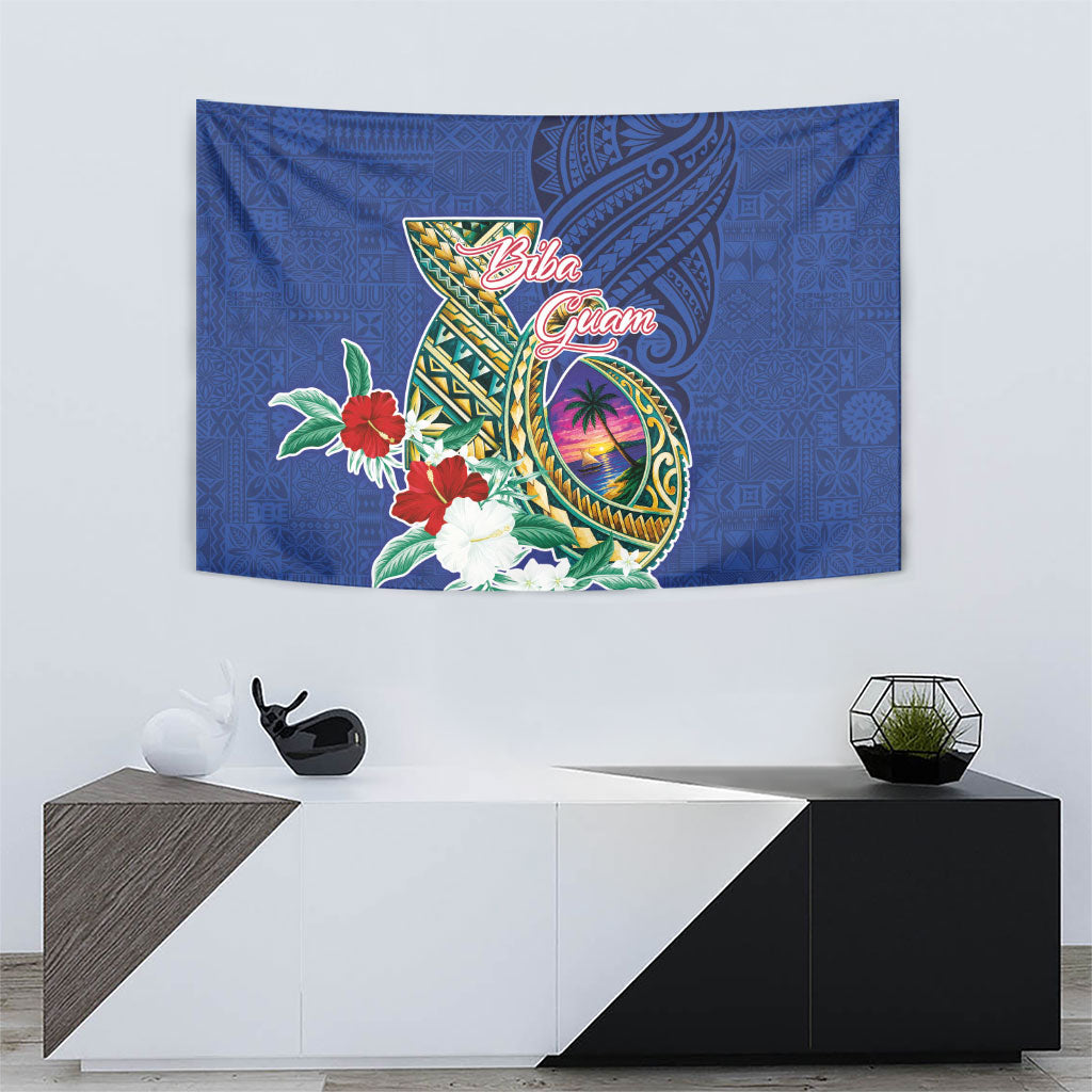 Guam Chamorro Tapestry Tribal Latte Stone and Seal Artwork Polynesian Patterns