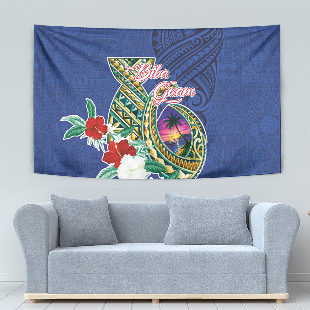 Guam Chamorro Tapestry Tribal Latte Stone and Seal Artwork Polynesian Patterns